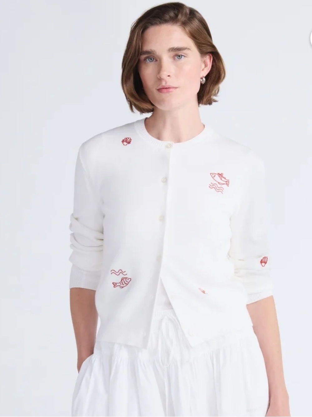 Cardigan Sweater with Embroidered Accents